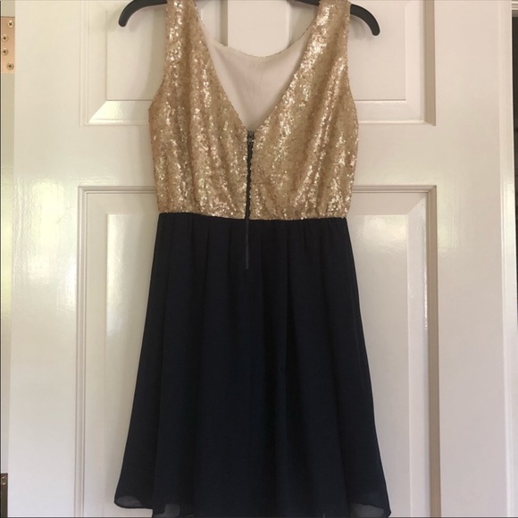 Gold and navy sequin dress - Picture 2 of 2